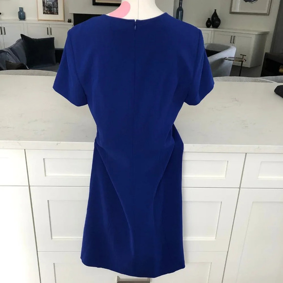 Theory Admiral Crepe Modern Seamed Fit & Flare Midi Dress Cobalt Blue Sz 10 - Picture 6 of 13